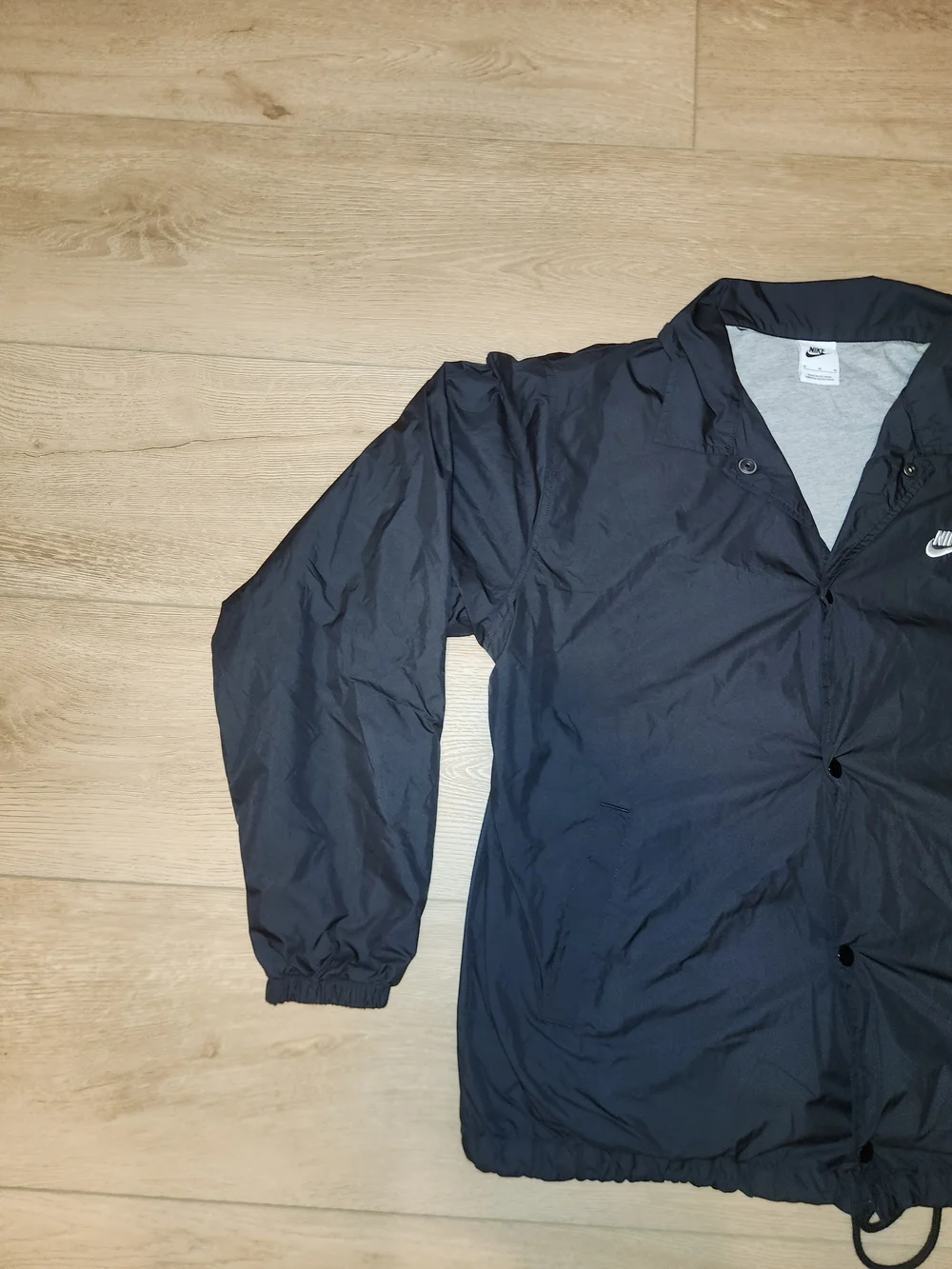 Nike Men's Med Black Athletic Jacket Gray Cotton Lined Insulated Button Closures